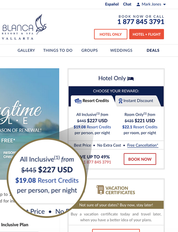 Tafer Rewards Resort Credits